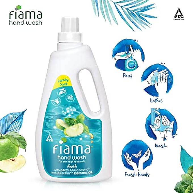 Fiama FRESH MOISTURIZING HAND WASH, PEPPERMINT AND GREEN APPLE, 1000ML REFILL PACK - Image 4